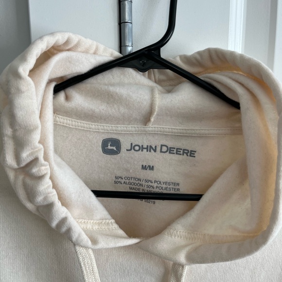 John Deere Hoodie Cream Pullover Sweatshirt Medium Farm Western Workwear NWT - Picture 3 of 4